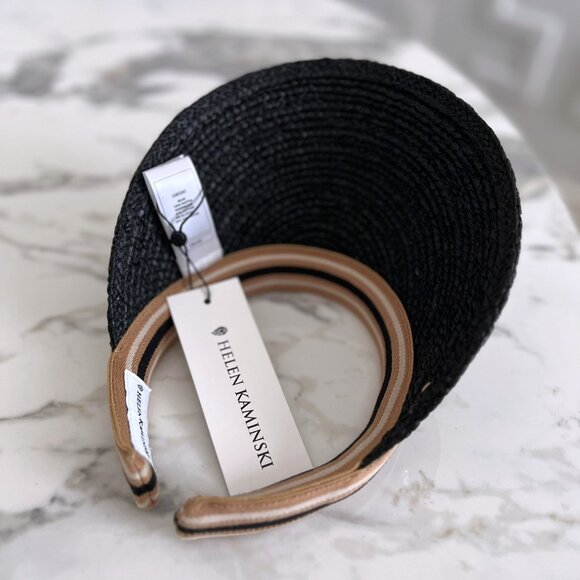 NWT - Helen Kaminski Bianca Visor - Charcoal w/ Black Stirpe👒 - Picture 8 of 8